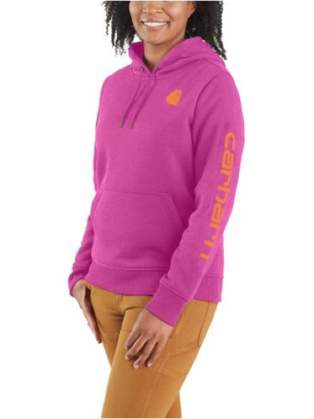 Carhartt Women’s Medium Clarksburg Relaxed Fit Hoodie Purple Fuchsia Orange Logo